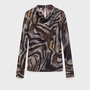 Mango Zebra Satin Blouse